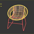Orange Woven Accent Chair With Modern Minimalist Design And Black Metal Legs