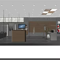 Modern Clothing Store Interior With Wooden Racks Display Area And Cashier Counter