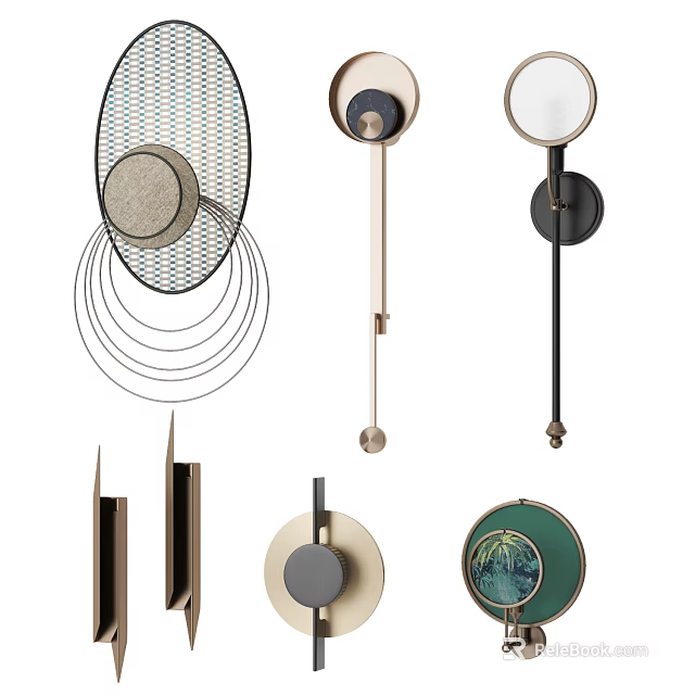 Modern Wall Lamp Designs With Various Shapes Metal Frames And Decorative Elements 3d model