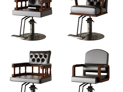 Ergonomic Massage Chairs With Leather Upholstery Wooden Armrests Tufted Backrest And Swivel Base 3d model