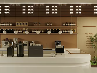 Industrial style cafe console milk tea shop workbench restaurant water bar coffee shop workbench cashier front desk bar stool coffee machine coffee grinder 3d model