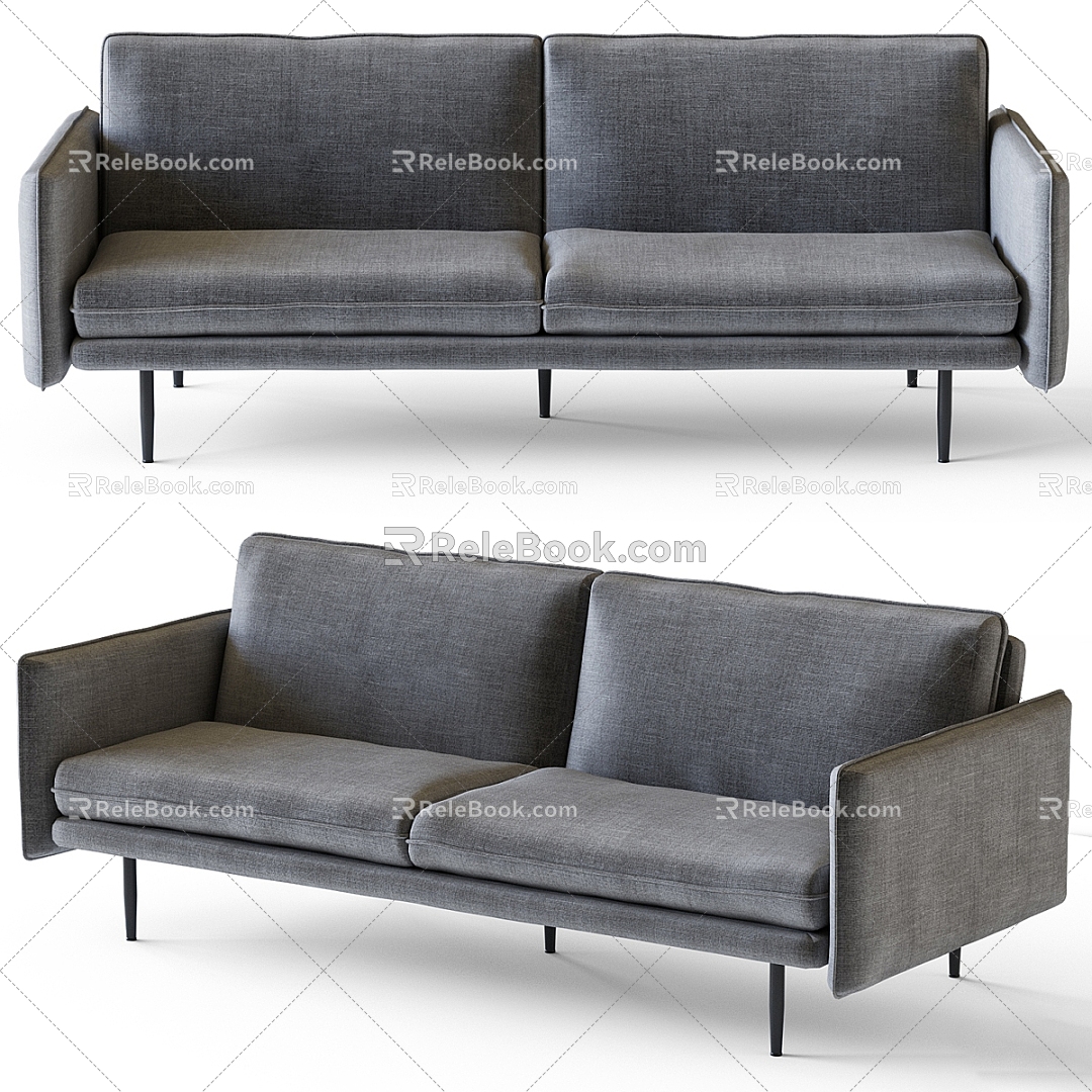 Double sofa fabric lazy sofa 3d model