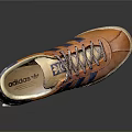 Vintage Orange Sneakers With Blue Stripes Purple Laces And White Sole Design