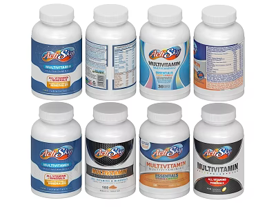 Alka Seltzer Assorted Nutritional Supplements Including Multivitamin Calcium Magnesium in Bottle Packaging 3d model