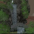 Hotel Lobby Bar With Hanging Rockery Waterfall Green Plants Mountain Water Characters And Beige Walls