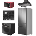 Essential Modern Kitchen Appliances Including Microwave Gas Stove Oven And Refrigerator