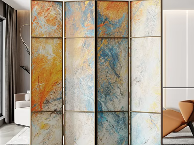 Modern Colorful Abstract Room Divider With Artistic Pattern For Interior Decor 3d model