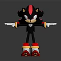 Shadow the Hedgehog Character with Black Red Stripes White Gloves Red Shoes and Outstretched Arms
