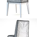 Brown And Gray Leather Dining Chairs Against Purple Wall With Blue White Checkered Carpet