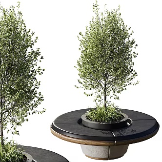 Modern Outdoor Round Green Plant Seat 3d model