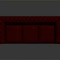 Red Leather Sofa With Tufted Design And Nailhead Trim For Living Room