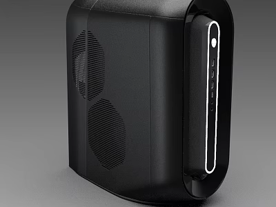 Sleek Black Tower Desktop Computer Case With Dual Ventilation Grilles And Side White Accent Strip 3d model