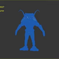 Blue Horned Creature Character Toy Sculpture With Yellow Belt And Textured Body