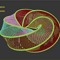 Modern Decorative Ornament Set With Red Borders And Black Mesh Spiral Design