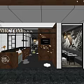 MR STONE Mall Store Modern Interior With Bar Counter Tables And Decorative Painting