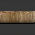 Weathered Wooden Log In Natural Scenery With Orange Crack And Textured Surface