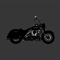 Black Cruiser Motorcycle With High Handlebars Leather Seat Chrome Engine And Black Wheels