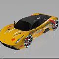 Yellow Black Streamlined Racing Sports Car Featuring Sponsor Logos And Colorful Rims