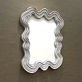 White Wavy Border Wall Mounted Mirror Reflecting Living Room Interior 3d model