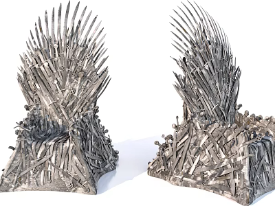 Iconic Iron Throne Sculpture With Detailed Sword Structure And Medieval Design 3d model