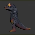 Vibrant 3D Cartoon Character With Purple Red Body Yellow Eyes Orange Mouth Spotted Limbs