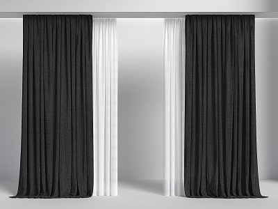 Curtain Black Curtain Simple black and white style Curtain Living Room Curtain Bedroom Curtain Floor Lamp Cloth Curtain Gauze Curtain 3d model