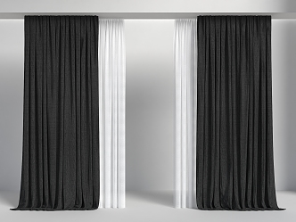 Curtain Black Curtain Simple black and white style Curtain Living Room Curtain Bedroom Curtain Floor Lamp Cloth Curtain Gauze Curtain 3d model