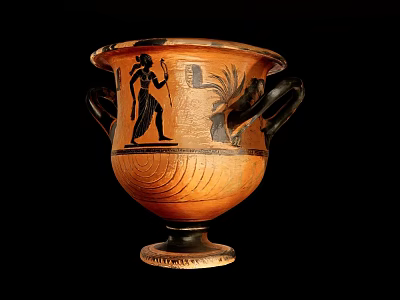 Orange Brown Ancient Greek Style Decorative Ornament Set With Two Handles And Black Figure Motifs 3d model