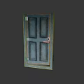Vintage Blue Wooden Front Door With Classic Panel Design And Metal Hardware