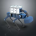 Blue And White Multi Legged Robot With Mechanical Arm And Legs Structure 3d model