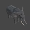 Realistic Gray Elephant with Large Tusks as Game Movie Character