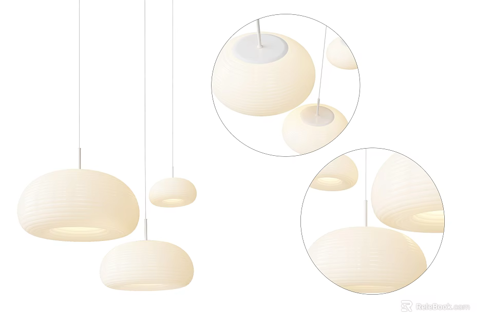 Modern Spherical Pendant Lights Design With Multiple Sizes For Living Room Lighting 3d model