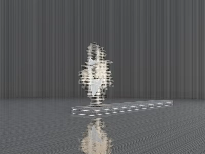 Contemporary Sculpture Artwork With Transparent Base And Light Reflections On Gray Surface 3d model