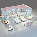 Children's Bedroom Furniture Specialty Store With Pink White Decor And Display Shelves