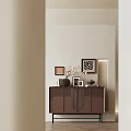 Elegant Modern Entryway Cabinet And Side Cabinet With Decorative Vase Photo Frames And Branches
