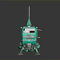 Turquoise Sci Fi Mechanical Robot With Hello World Graffiti And Legs