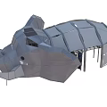 Modern Rhino Shaped Metal Building Structure With Geometric Panels And Open Design