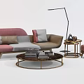 Modern Sofa And Coffee Table Set With Floor Lamp Side Table And Cushions 3d model