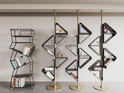 Modern Geometric Metal Multi Tier Shelf Unit For Books And Decor Storage 3d model