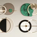 Modern Circular Wall Decor With Various Colors Golden Accents And Marble Texture
