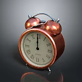 Copper Alarm Clock With Roman Numerals Two Bells Black Hands And Reflection 3d model