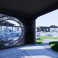 Circular Courtyard Garden Design With Traditional Pavilions Central Green And Pathways