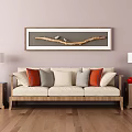New Chinese-style three-person sofa 3d model