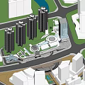 Modern Office Building Exterior With Glass Curtain Walls And Tall Buildings Surroundings