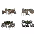 Modern Entertainment Table Design With Wicker And Upholstered Chairs For Home Game Room