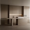 Modern Kitchen Interior Design With Cabinets Island Countertop And Ambient Lighting