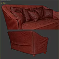 Modern Sectional Sofa With Plush Pillows And Upholstered Fabric Design 3d model