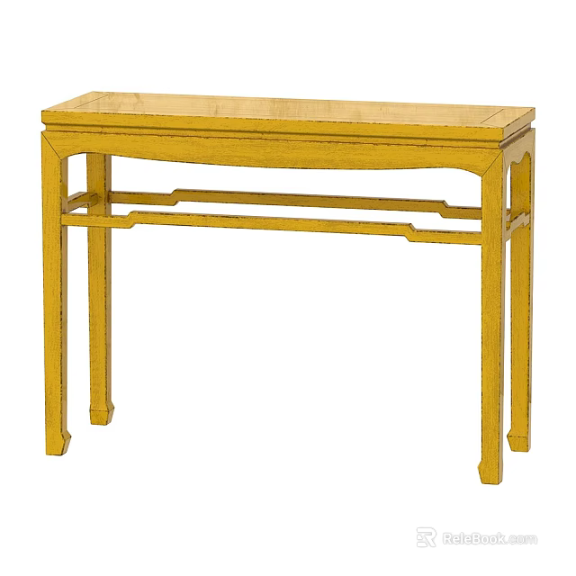 Yellow Chinese Style Console Table With Flat Top And Slim Legs 3d model