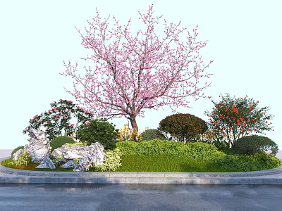 Modern flowerbed landscape combination 3d model