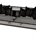 Cream Colored Two Seater Sofa Featuring Multiple Brown Gray Patterned And Solid Cushions 3d model